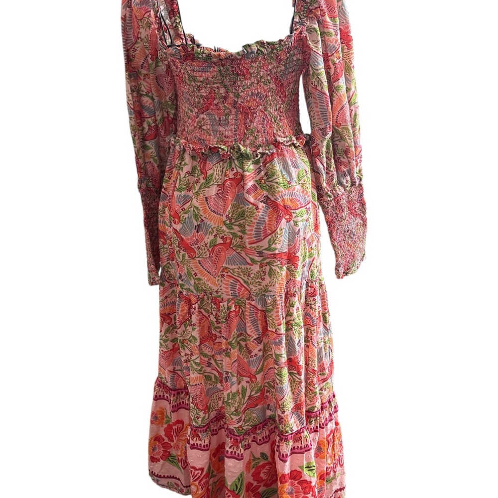 Farm Rio Macaw Flight Smocked Dress, Size Medium, Good Condition - Picture 5 of 8